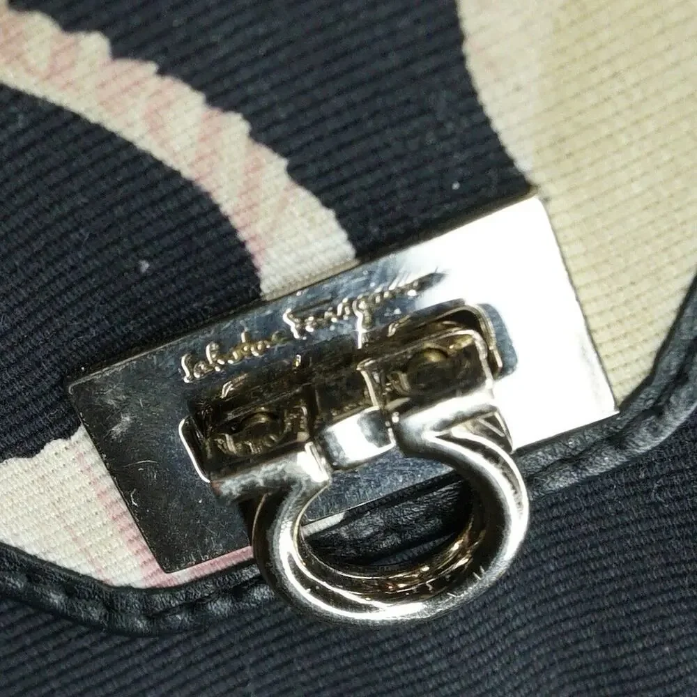 Authentic Salvatore Ferragamo Gancini Canvas Pouch